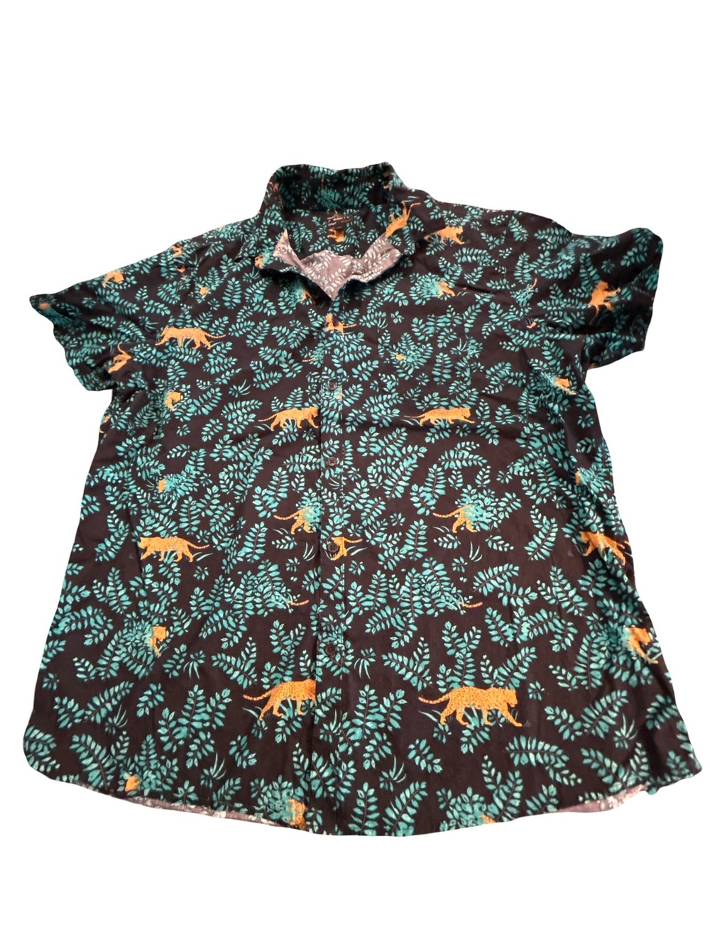 Marc Anthony Luxury Y2K Vibes Slim Fit Jaguar Animal Print Shirt XXL Resortwear